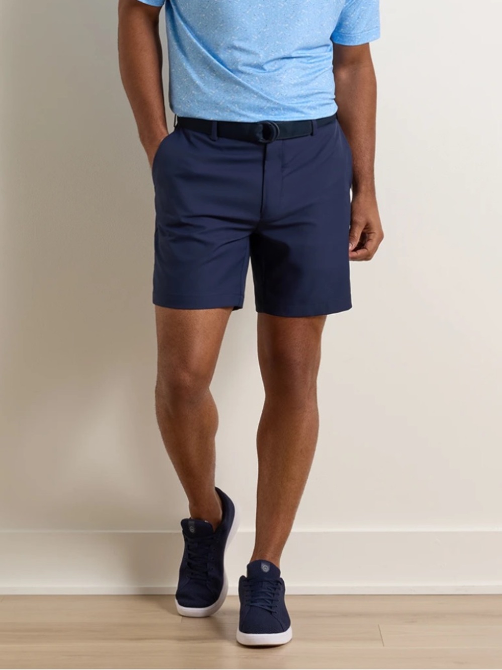Peter Millar Navy Performance Flat-Front Golf Shorts